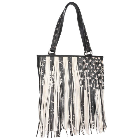 Montana West Fringe American Flag Canvas Tote Bag - Montana West World