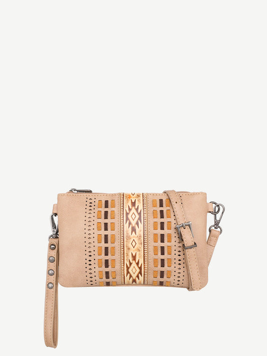 Montana West Laser Cut Out Embossed Aztec Crossbody Clutch - Montana West World