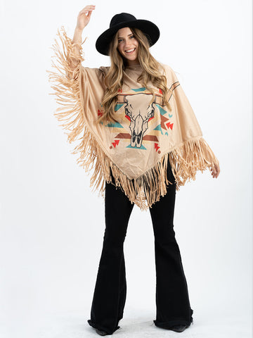 Montana West Steer Skull Collection Poncho - Montana West World