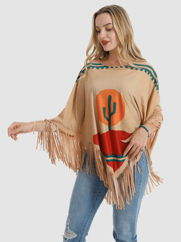 Montana West Cactus Fringe Poncho - Montana West World