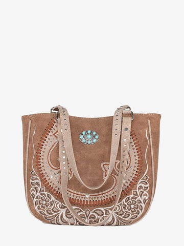 Montana West Cut-out Turquoise Stone Concho Tote Bag - Montana West World