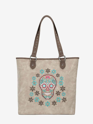 Montana West Embroidered Sugar Skull Concealed Carry Tote - Montana West World