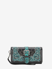Montana West Embroidered Cut-Out Floral Buckle Wallet - Montana West World