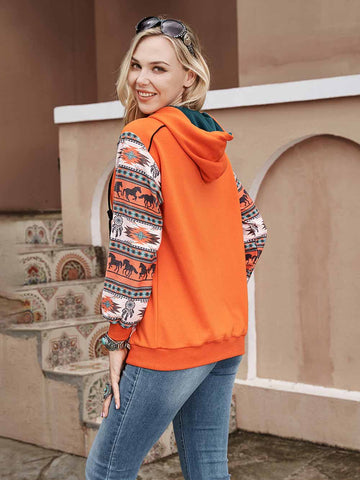 American Bling Women Patchwork Aztec Zip Up Hoodie - Montana West World