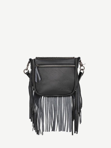 Montana West Genuine Leather Embossed Fringe Crossbody - Montana West World