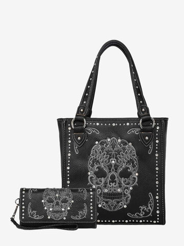 Montana West Sugar Skull Concealed Carry Tote Set - Montana West World