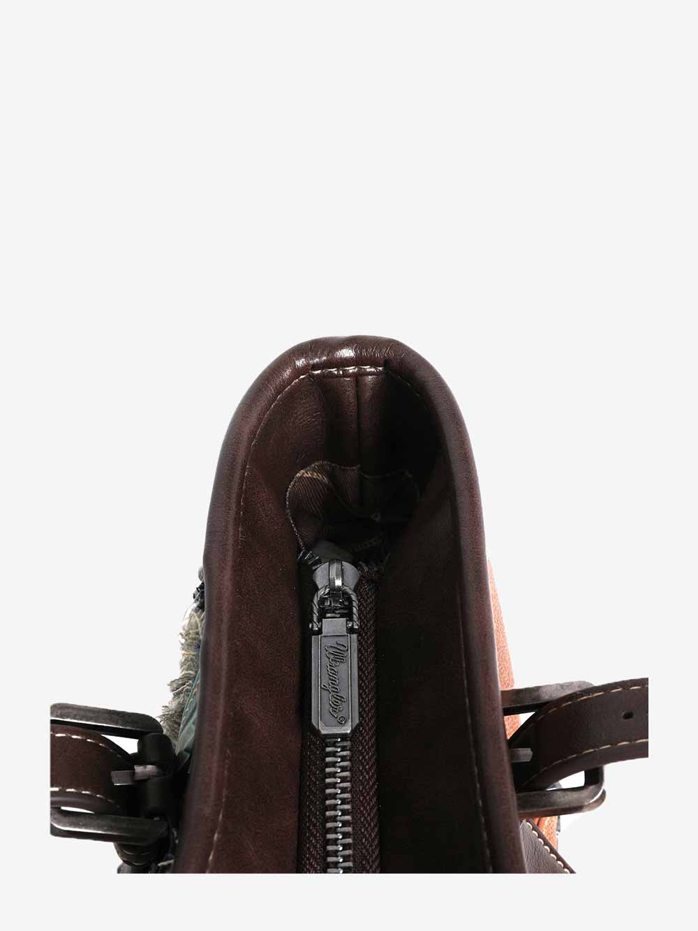 Wrangler Aztec Embossed Fray Denim Tote Bag - Montana West World