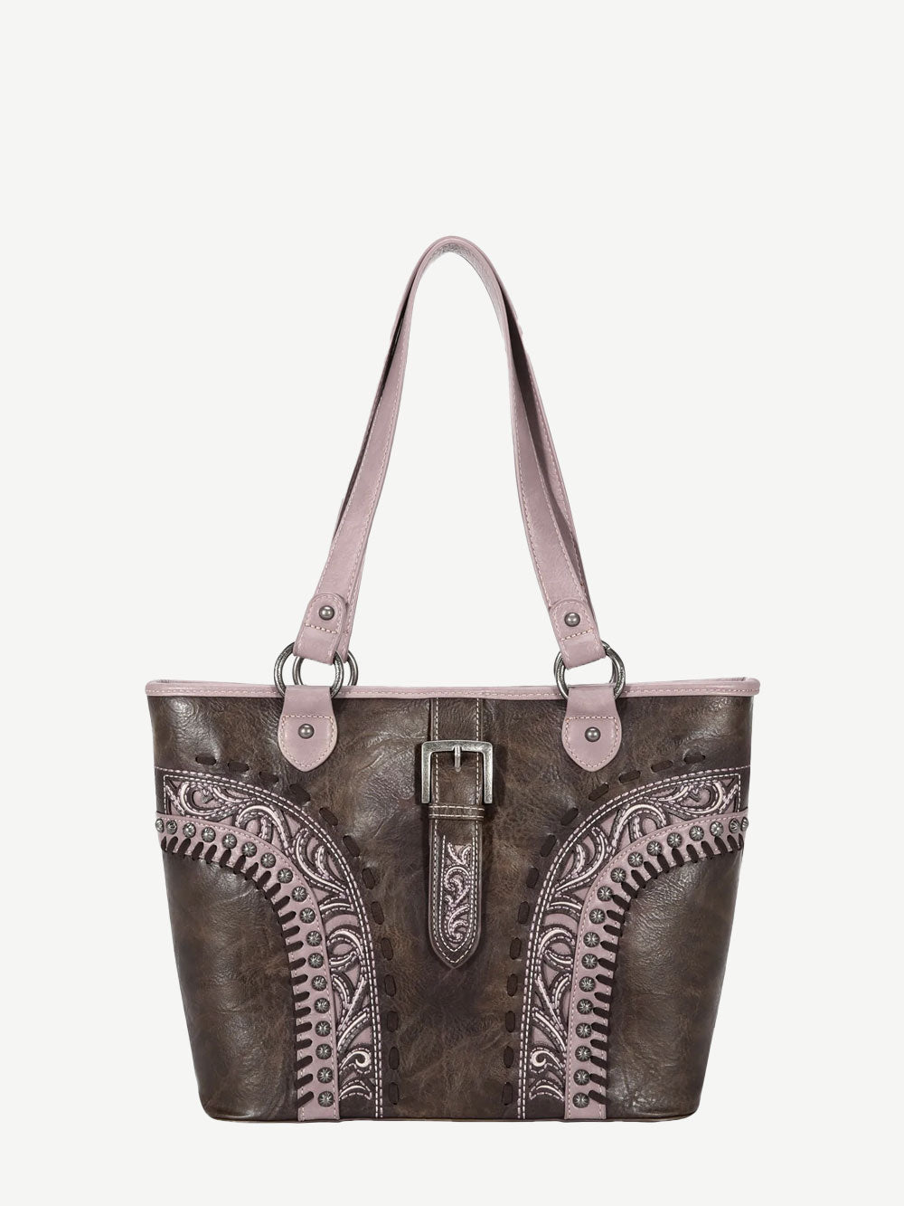 Montana West Embroidered Cut-out Boot Scroll Buckle Tote Bag - Montana West World