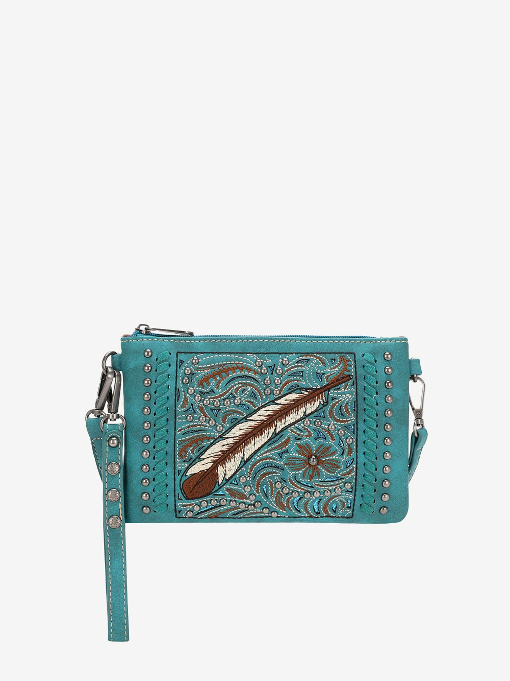 Montana West Cut-out Embroidered Feather Wristlet - Montana West World