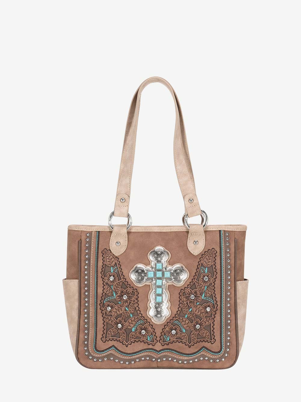 Montana West Cut-out Floral Stone Concho Concealed Carry Tote - Montana West World