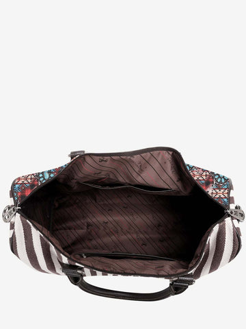 Montana West Aztec Squash Blossom Print Canvas Weekender Bag - Montana West World