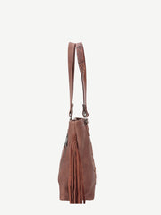 Trinity Ranch Leather Fringe Basketweave Concealed Carry Tote - Montana West World