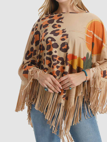 Montana West Leopard Desert Fringe Poncho - Montana West World