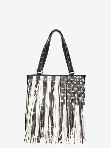 Montana West Fringe American Flag Canvas Tote Bag - Montana West World