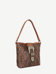 Montana West Buckle Whipstitch Studded Concealed Carry Hobo - Montana West World