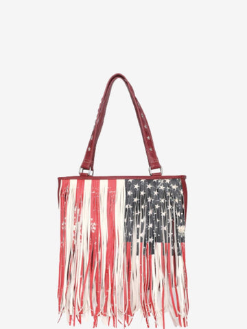 Montana West Fringe American Flag Canvas Tote Bag - Montana West World