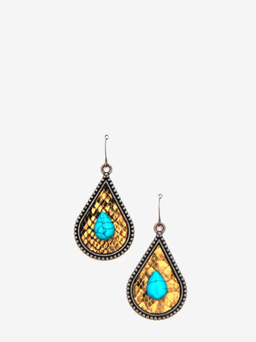 Montana West Animal Print Teardrop Turquoise Earrings - Montana West World