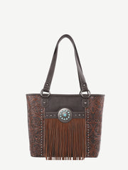 Montana West Floral Embossed Fringe Concho Tote - Montana West World