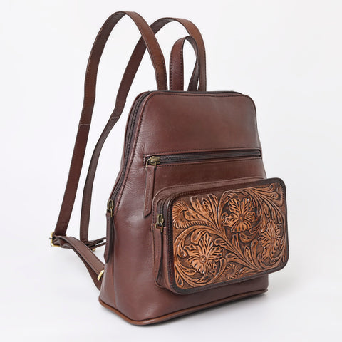 Montana West Genuine Oily Calf Leather Hand Tooled Floral Backpack - Montana West World