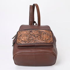 Montana West Genuine Oily Calf Leather Hand Tooled Floral Backpack - Montana West World