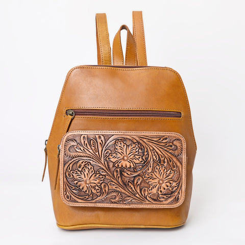 Montana West Genuine Oily Calf Leather Hand Tooled Floral Backpack - Montana West World