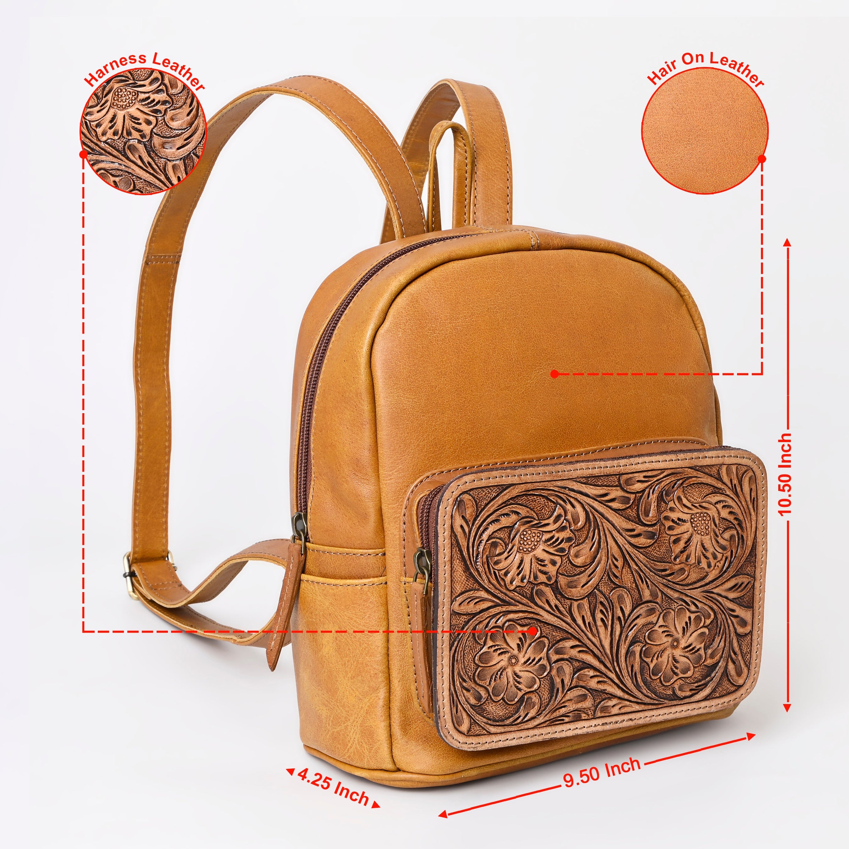 Montana West Genuine Oily Calf Leather Hand Tooled Backpack - Montana West World
