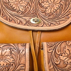 Montana West Genuine Leather Hand Tooled Drawstring Backpack - Montana West World