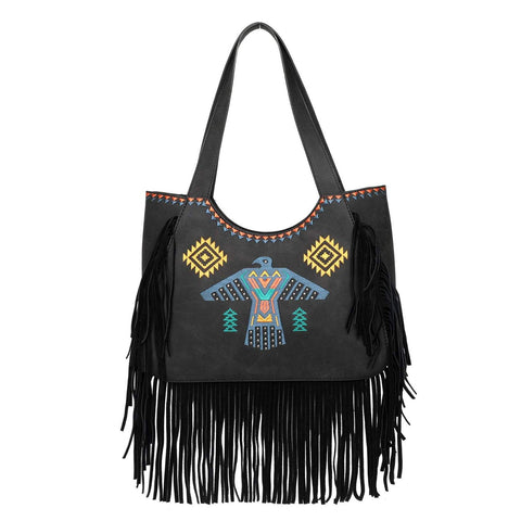 Wrangler Embroidered Fringe Collection Concealed Carry Tote - Montana West World