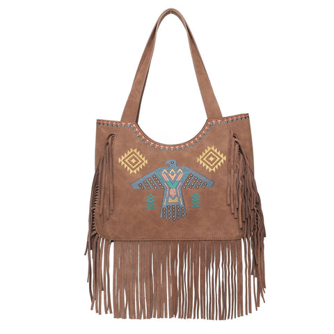 Wrangler Embroidered Fringe Collection Concealed Carry Tote - Montana West World