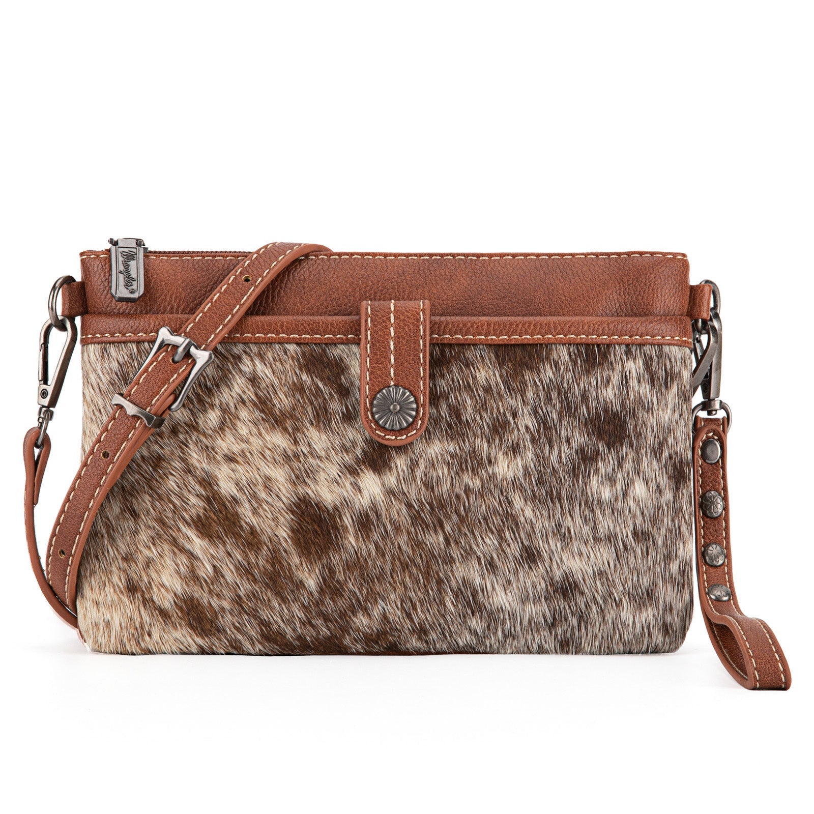 Wrangler Genuine Hair-On Cowhide Crossbody Clutch - Montana West World