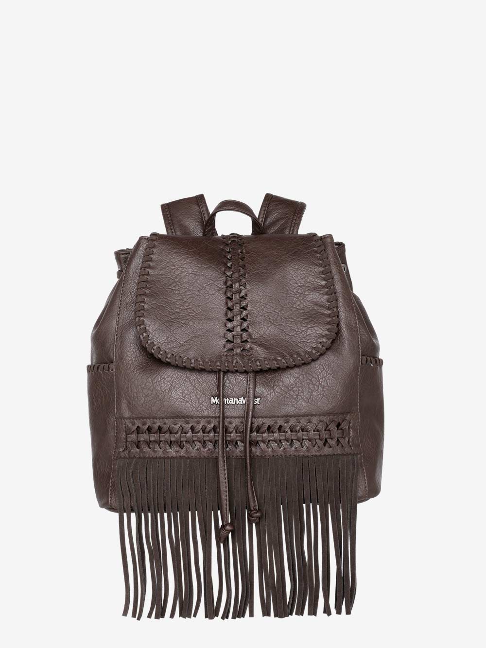 Western TASSEL LEATHER BACKPACK Tan, Boho Fringe Leather Bag