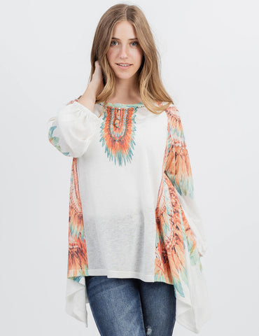 Women's Hand Stitched Studded Drop-shoulder Relaxed ¾ Sleeves Tee - Montana West World