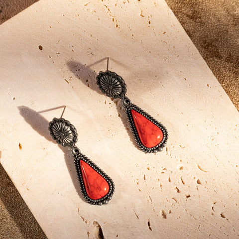 Rustic Couture Bohemian Natural Stone Tear Drop Earrings - Montana West World