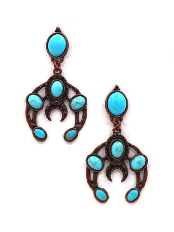 Montana West Turquoise Stone Dangling Earrings - Montana West World