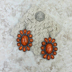 Natural Stone Oval Concho Earrings - Montana West World