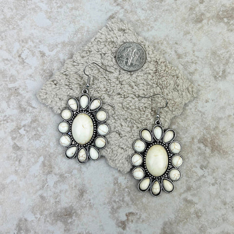 Natural Stone Oval Concho Earrings - Montana West World