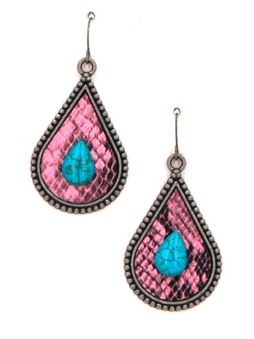 Montana West Animal Print Teardrop Turquoise Earrings - Montana West World