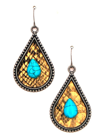 Montana West Animal Print Teardrop Turquoise Earrings - Montana West World