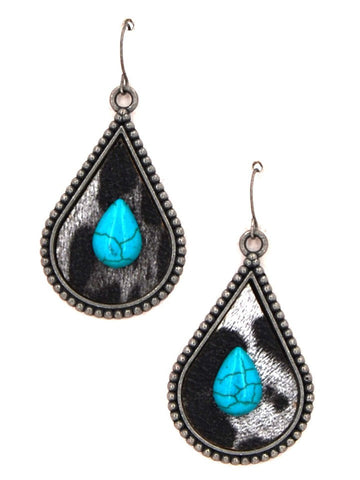 Montana West Animal Print Teardrop Turquoise Earrings - Montana West World