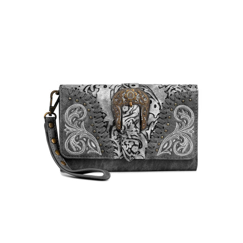 Montana West Cut-out Western Floral Buckle Crossbody Wallet - Montana West World