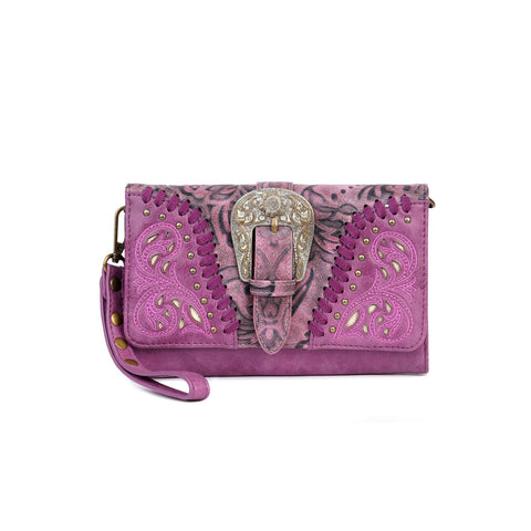 Montana West Cut-out Western Floral Buckle Crossbody Wallet - Montana West World