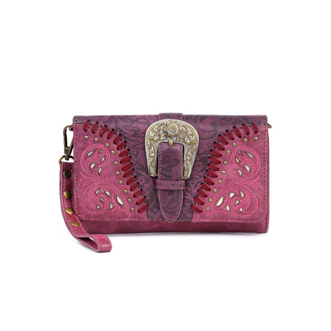 Montana West Cut-out Western Floral Buckle Crossbody Wallet - Montana West World