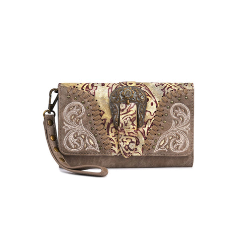 Montana West Cut-out Western Floral Buckle Crossbody Wallet - Montana West World