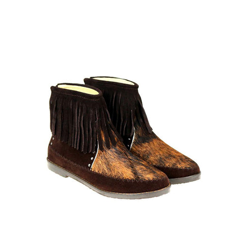 Montana West Genuine Hair-On Cowhide Western Booties - Montana West World