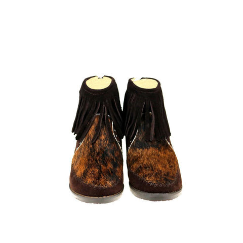 Montana West Genuine Hair-On Cowhide Western Booties - Montana West World