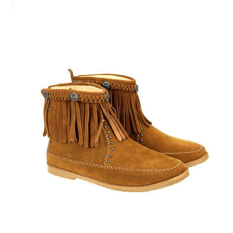 Montana West Fringe Trim Western Booties - Montana West World