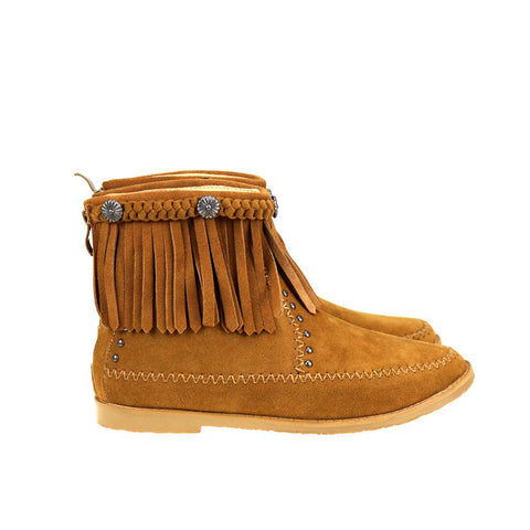 Montana West Fringe Trim Western Booties - Montana West World