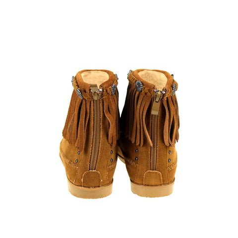 Montana West Fringe Trim Western Booties - Montana West World