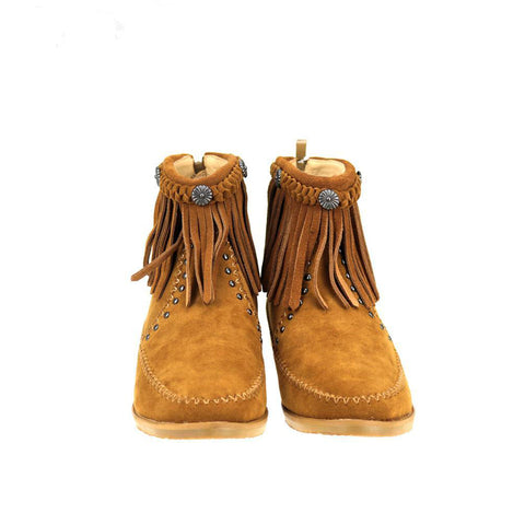 Montana West Fringe Trim Western Booties - Montana West World