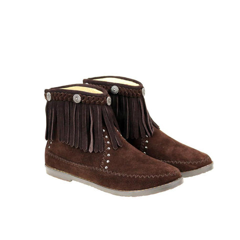 Montana West Fringe Trim Western Booties - Montana West World